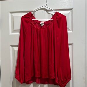 A New Day Red Asymmetrical Relaxed Blouse